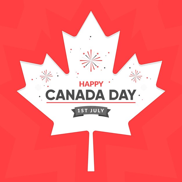 Flat design canada day background with maple leaf