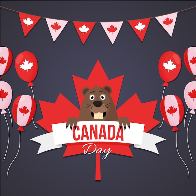 Free Vector flat design canada day celebration