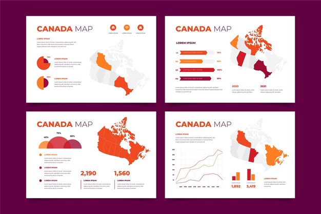 Flat design canada map infographic