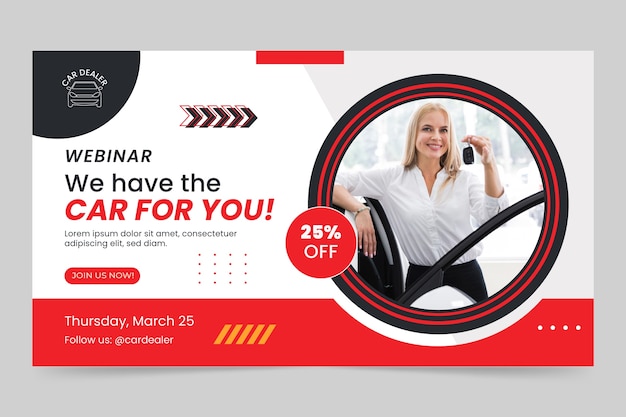 Flat design car dealership webinar