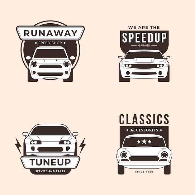 Free Vector flat design car logo collection