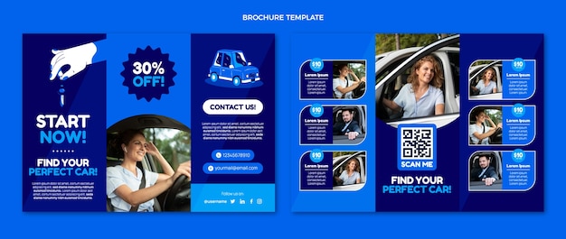 Flat design car rental brochure template