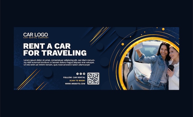 Flat design car rental facebook cover template