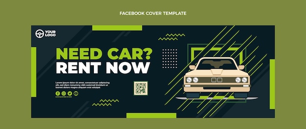 Flat design car rental facebook cover