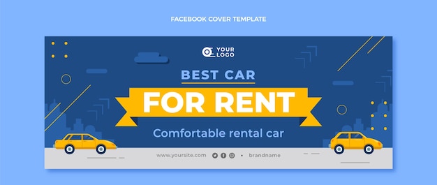 Free Vector flat design car rental facebook cover