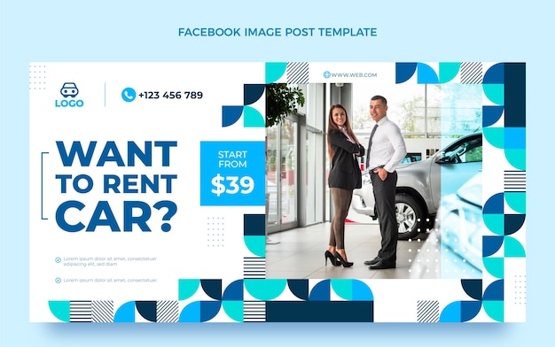 Free Vector flat design car rental facebook post template