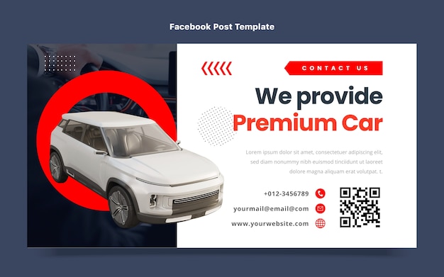 Flat design car rental facebook post