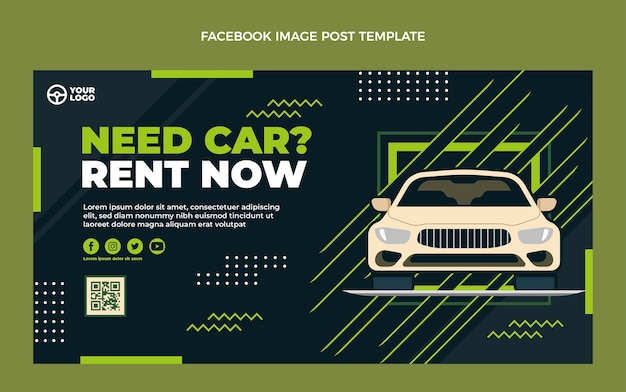 Flat design car rental facebook post