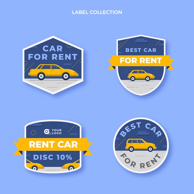 Flat design car rental label collection