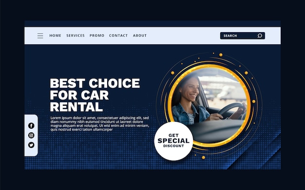 Free Vector flat design car rental landing page template