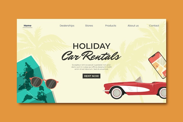 Free Vector flat design car rental landing page template