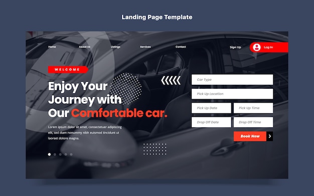 Flat design car rental landing page