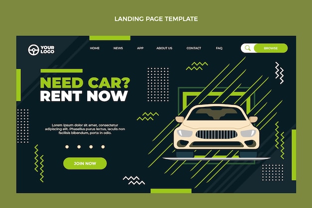 Flat design car rental landing page