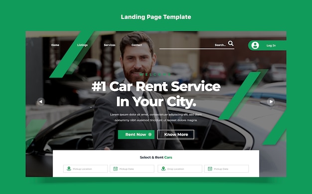 Free Vector flat design car rental landing page