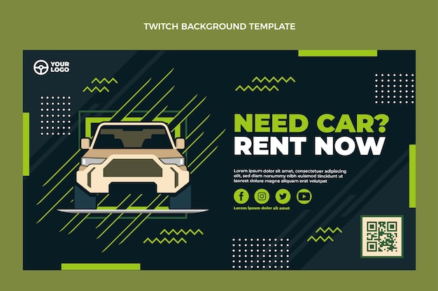 Flat design car rental twitch background