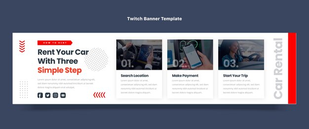 Flat design car rental twitch banner
