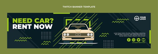 Flat design car rental twitch banner