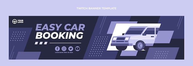 Free Vector flat design car rental twitch banner