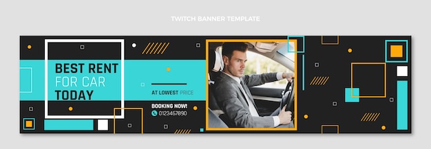 Free Vector flat design car rental twitch banner