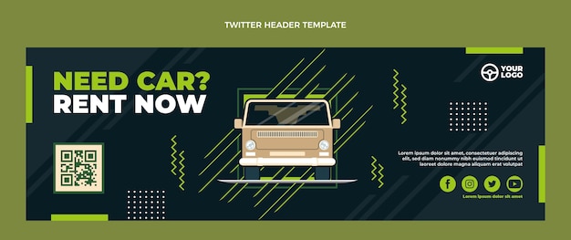 Flat design car rental twitter header