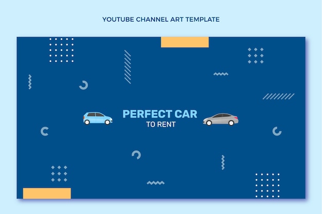 Flat design car rental youtube channel art template