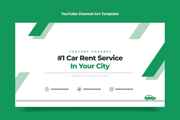 Flat design car rental youtube channel art