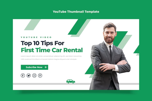 Flat design car rental youtube thumbnail