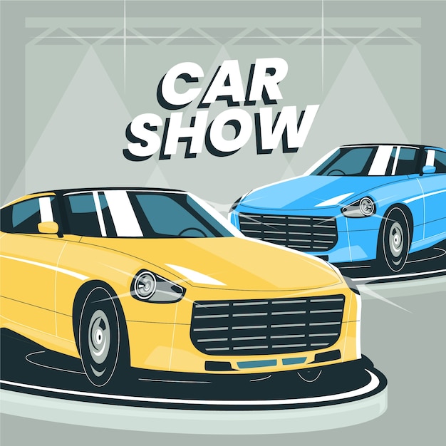 Flat design car show illustration