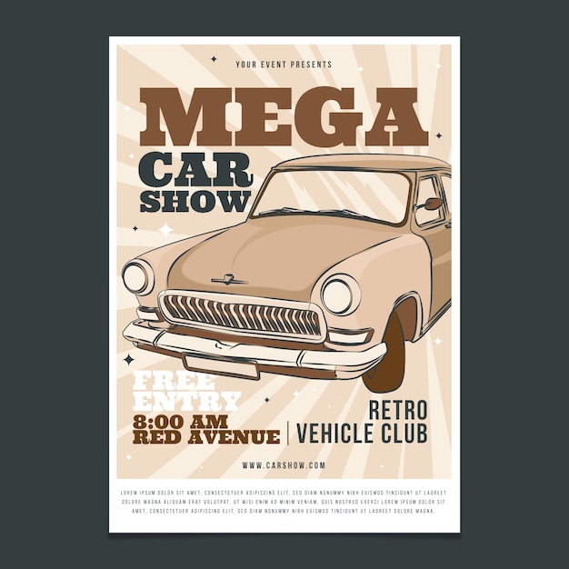 Free Vector flat design car show poster template