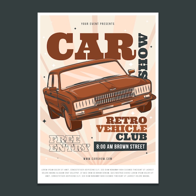 Free Vector flat design car show poster template