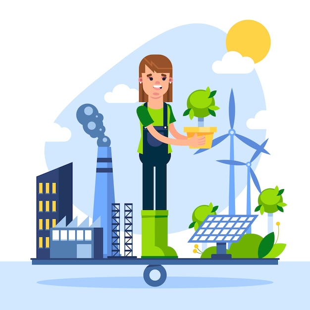 Free vector flat design carbon neutral illustration