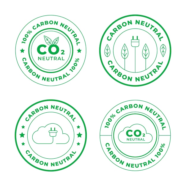 Free Vector flat design carbon neutral labels and stamps