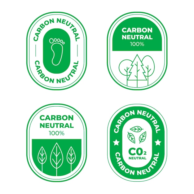 Free vector flat design carbon neutral labels and stamps