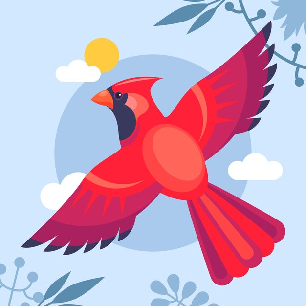 Flat design cardinal bird illustration