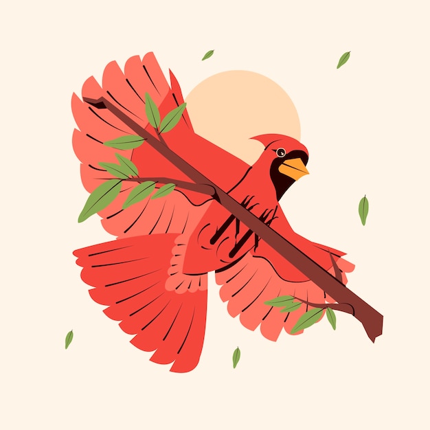 Flat design cardinal bird illustration