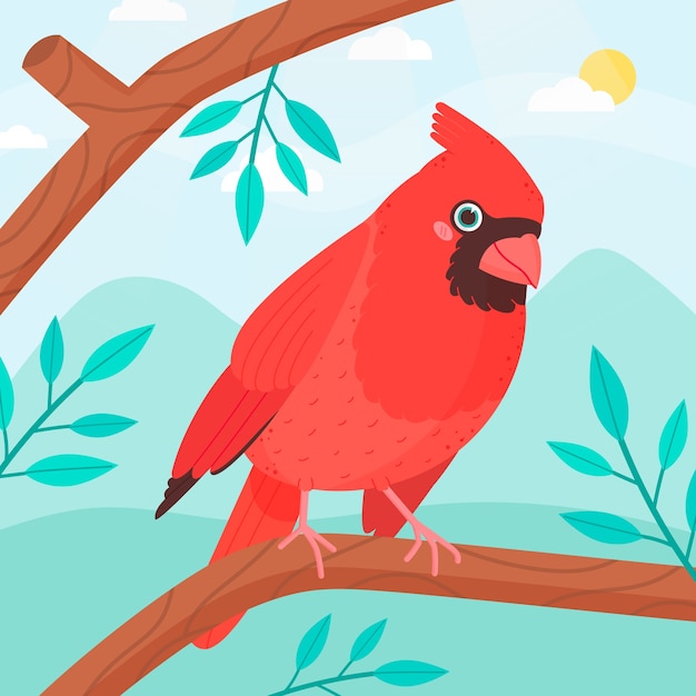 Free Vector flat design cardinal bird illustration