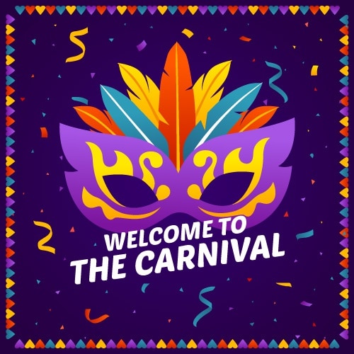 Flat design carnival mask with lettering