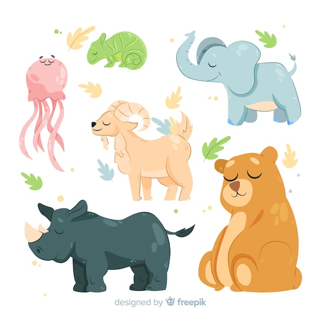 Flat design cartoon animals 