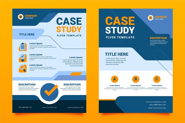 Flat design case study flyer template