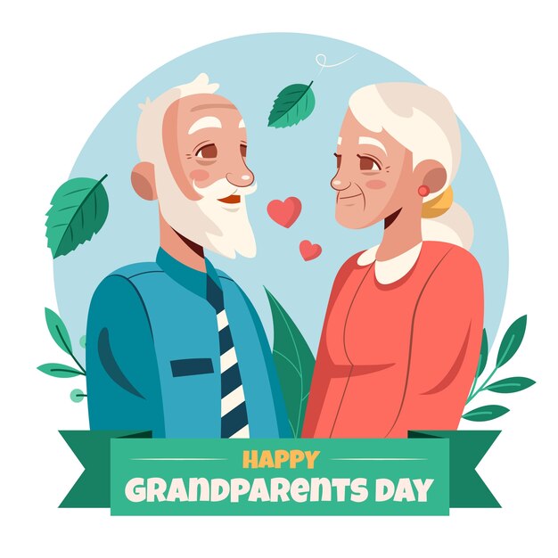 Flat design celebrate grandparents day illustration