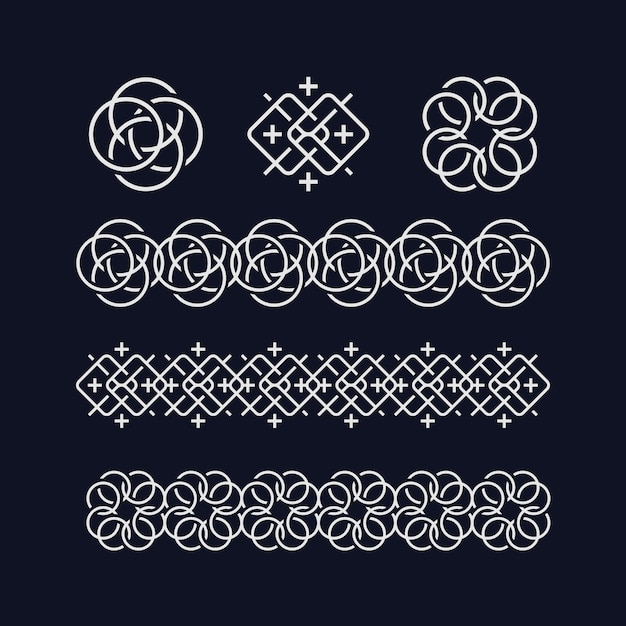 Flat design celtic borders design set