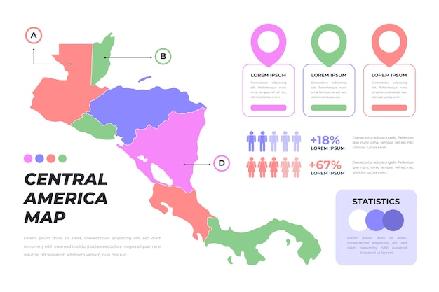 Flat design central america map illustration