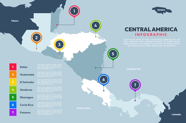 Flat design central america map