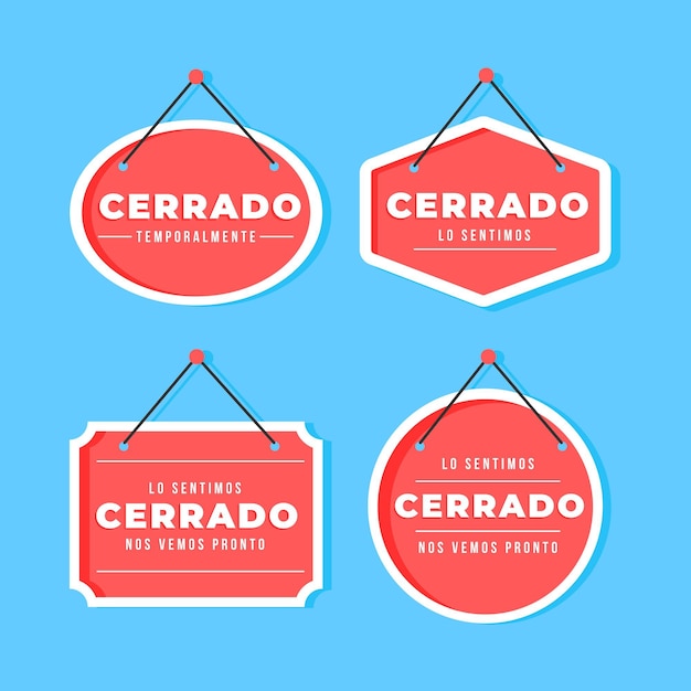 Flat design cerrado signboard collection