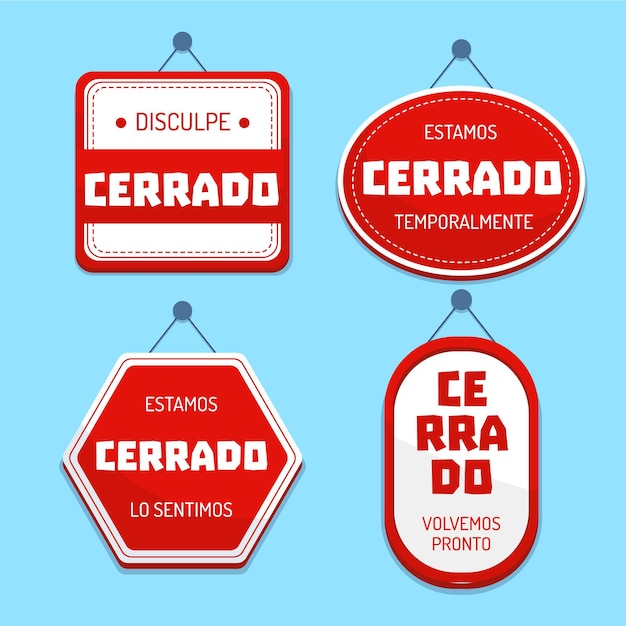 Flat design cerrado signboard pack