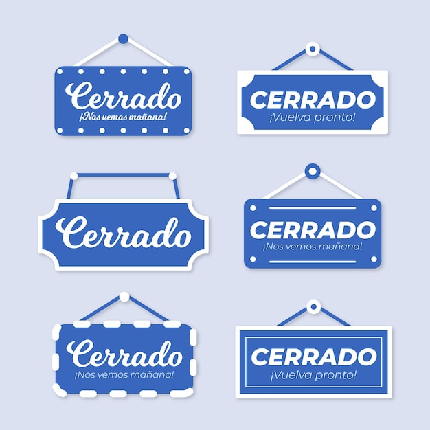 Free Vector flat design cerrado signboard set