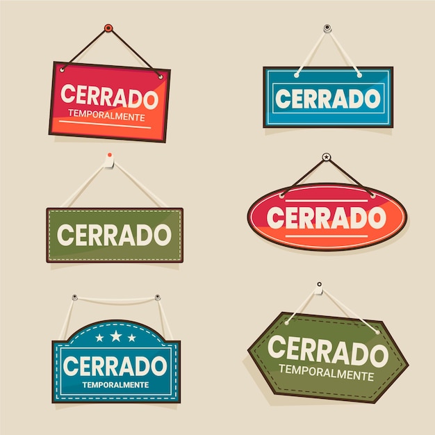 Free Vector flat design cerrado signboard set