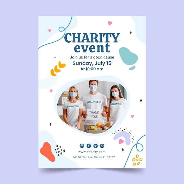 Free Vector flat design charity event invitation template