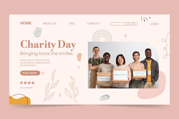 Free Vector flat design charity event landing page template