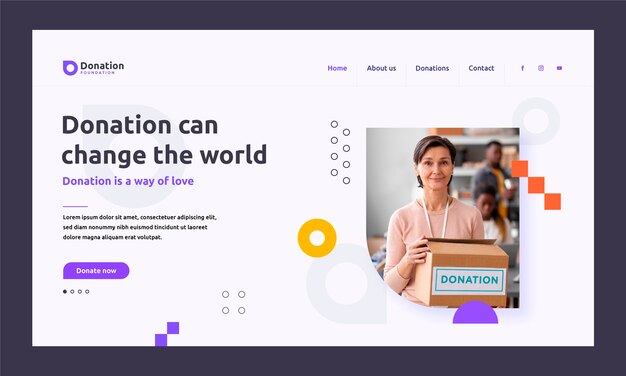 Flat design charity event landing page